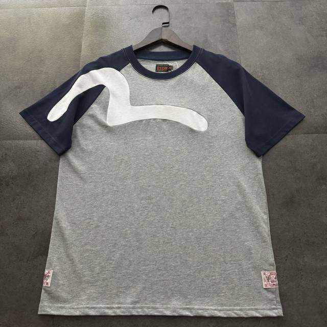 Palace25 x Evisu Seagull Raglan colorblock logo print short-sleeved T-shirt Gray