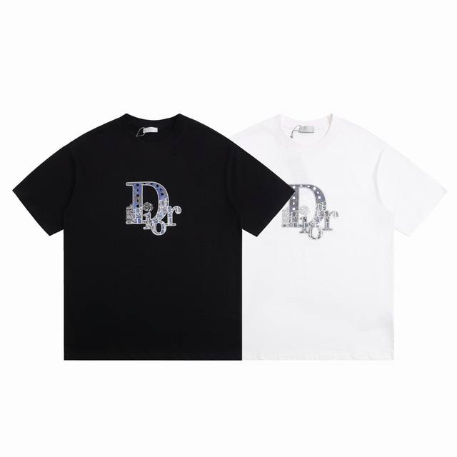Dior 2025Ss new letter logo embroidered couple casual short-sleeved T-shirt The