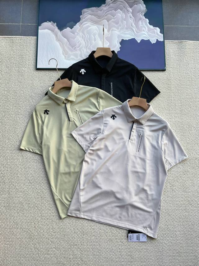 25 Summer Descente Men's Polo Short Sleeve with Quick-drying Fabric in Pearl Tex