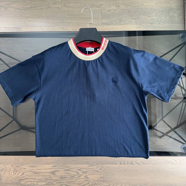 Burberry 2025 summer new style warhorse embroidered collar round neck T-shirt Cl