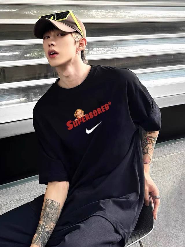 260G Heavyweight Cotton Nike Superbored Fun Printed Short-Sleeved T-Shirt Unisex