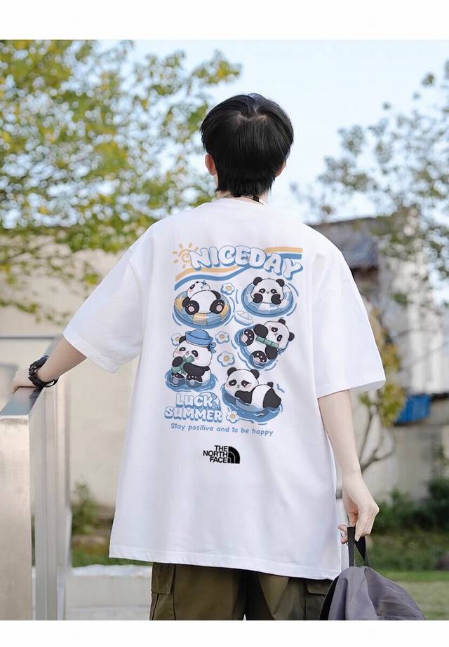 260G heavyweight pure cotton The North Face Summer Panda Limited Short Sleeve T-