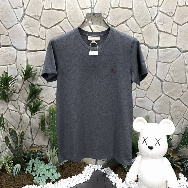 Burberry Cotton Solid Color Round Neck Short Sleeve T-shirt for Men and Women Gr
