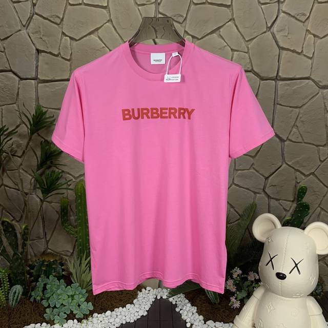 Burberry Burberry letter print round neck straight short sleeve T-shirt pink kil