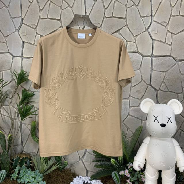 Burberry Burberry Fw solid color oak leaf letter logo embroidery round neck loos