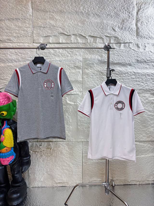 Top quality Burberry Burberry letter intarsia patch Polo short-sleeved T-shirt f
