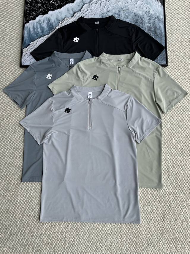 Descente summer men's quick-drying half-zipper short-sleeved T-shirt allows you