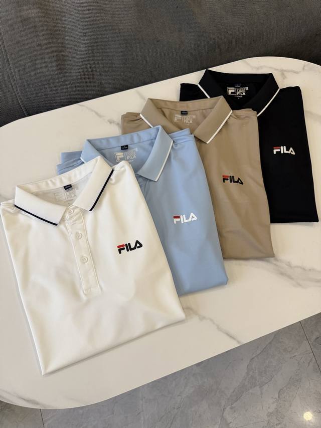 Fila classic basic logo four-color lapel short-sleeved Polo shirt is made of hig
