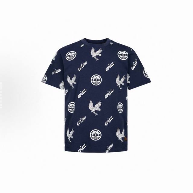 Highest quality Evisu Fushen latest full-print eagle big M logo print round neck