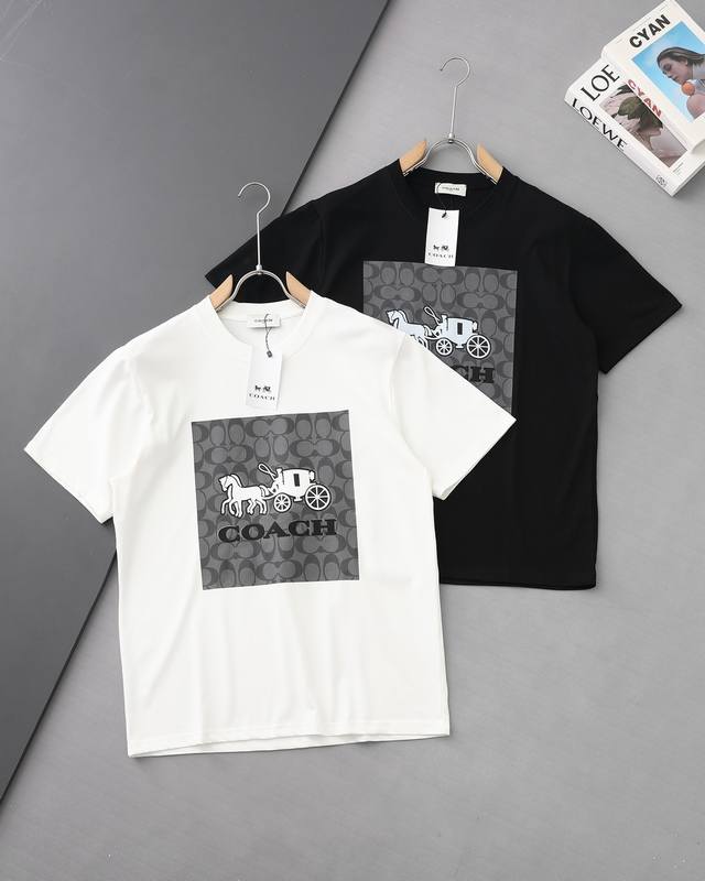 N High quality Coach new T-shirt with letter print on the front, 25Ss new summer