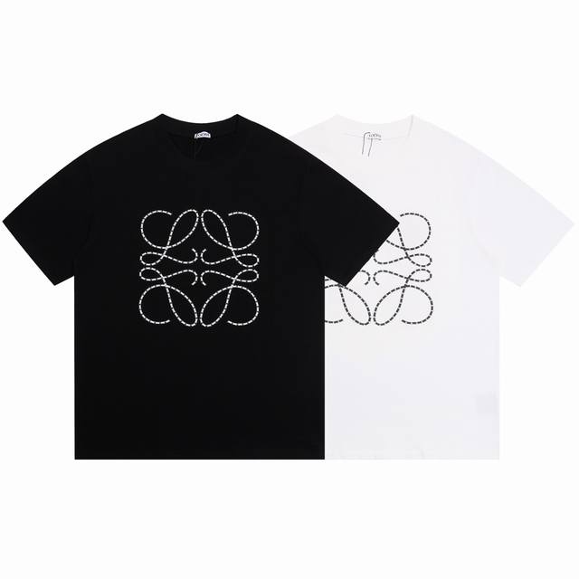 Loewe 2025Ss new embroidered letter pattern couple casual short-sleeved T-shirt