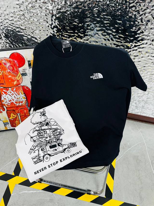 The North Face 25 summer new print casual loose couple short-sleeved T-shirt D90