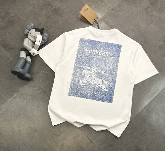 Burberry trendy brand full print direct injection technology couple short-sleeve
