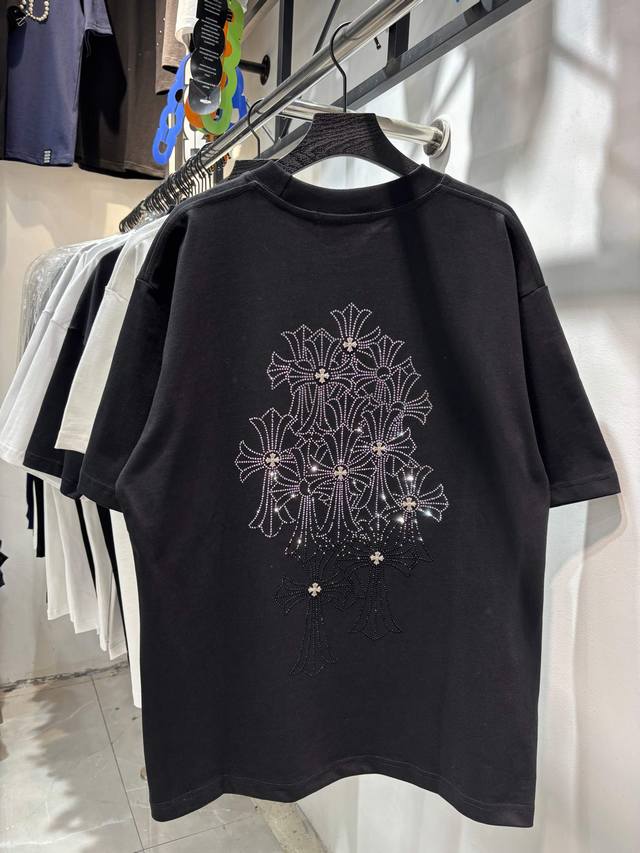 Chrome Hearts rhinestone phantom gradient cross hot diamond short-sleeved T-shir