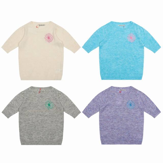 Mardi Mercredi 25Ss small daisy embroidered logo knitted short sleeves - origina