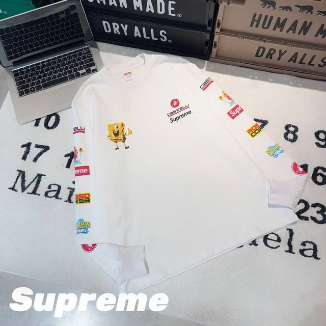 Supreme SpongeBob SquarePants co-branded Ss25 Week11 Racing LS Tee SpongeBob Squ