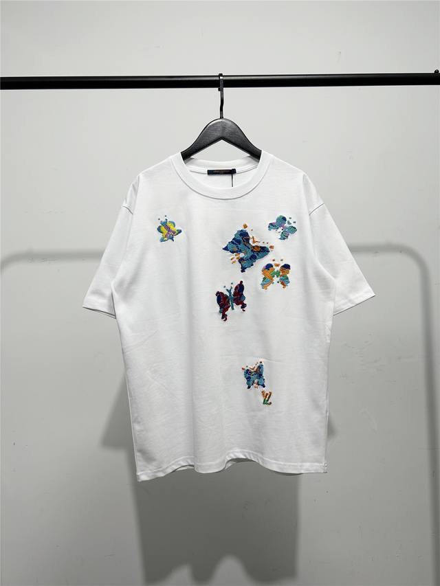 Louis Vuitton Lv new butterfly precision embroidery unisex short-sleeved T-shirt
