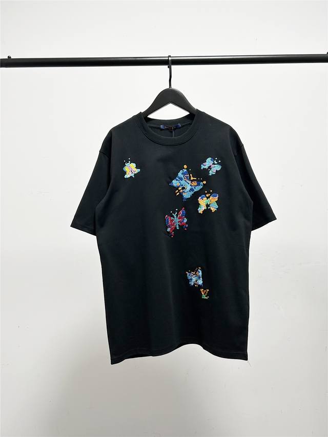 Louis Vuitton Lv new flower butterfly precision embroidery unisex short-sleeved