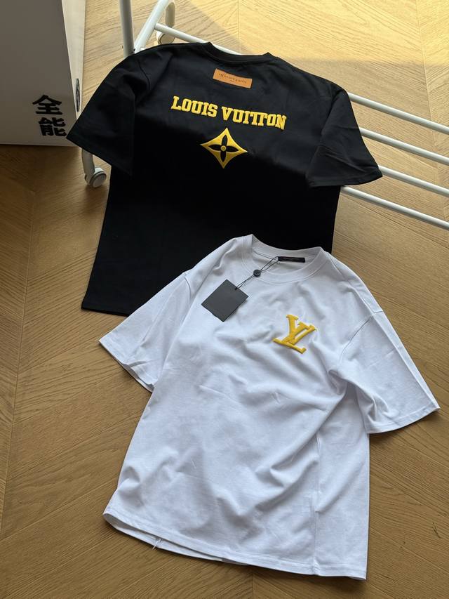 Louisvuitto Lv 3D foam printed casual round neck pullover short sleeve T-shirt f