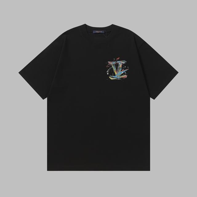 New high quality 9198# Lv new short sleeve 300g heavy hand-painted printed T-shi