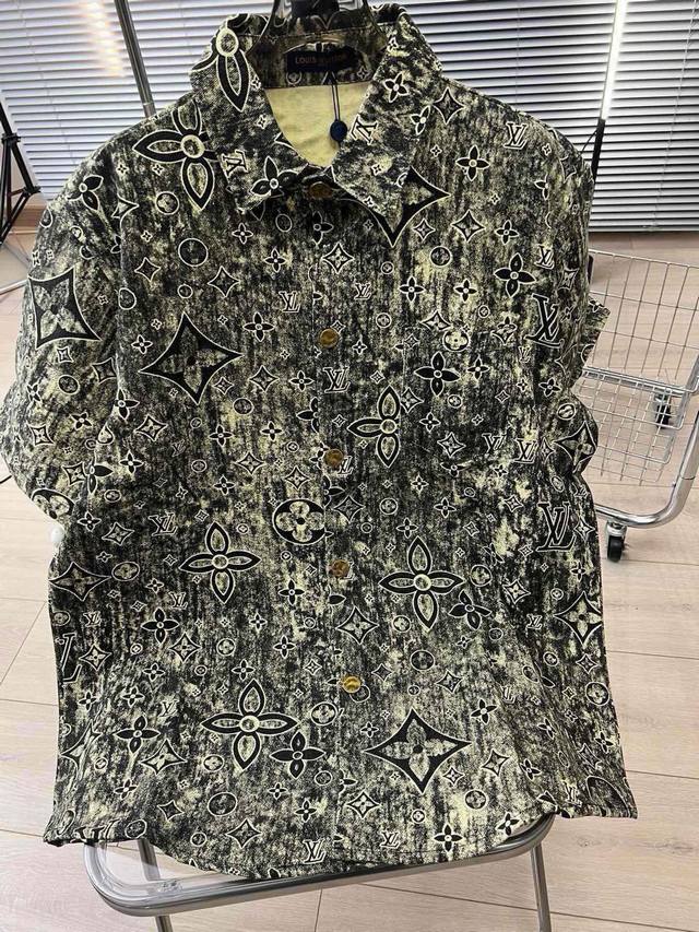Product name: Lv23Ss spring and summer old flower tie-dyed retro denim short-sle