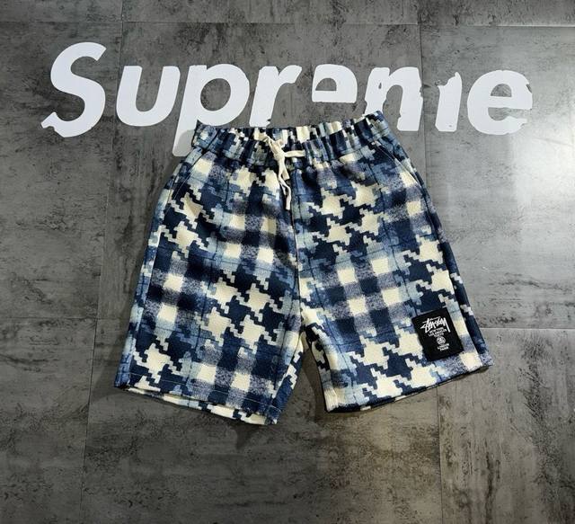 Stussy ethnic knitted jacquard retro casual couple shorts The fabric is made of