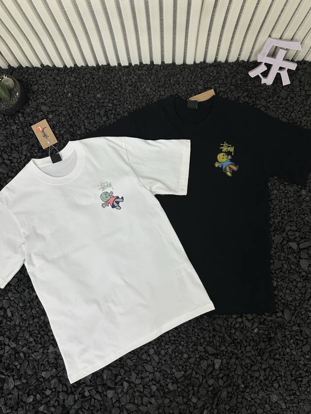 Stussy 25Ss new summer colorful puppet pattern printed loose casual short-sleeve
