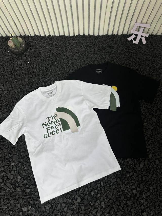 The North Face Gucci 25Ss summer short-sleeved T-shirt with green letters printe