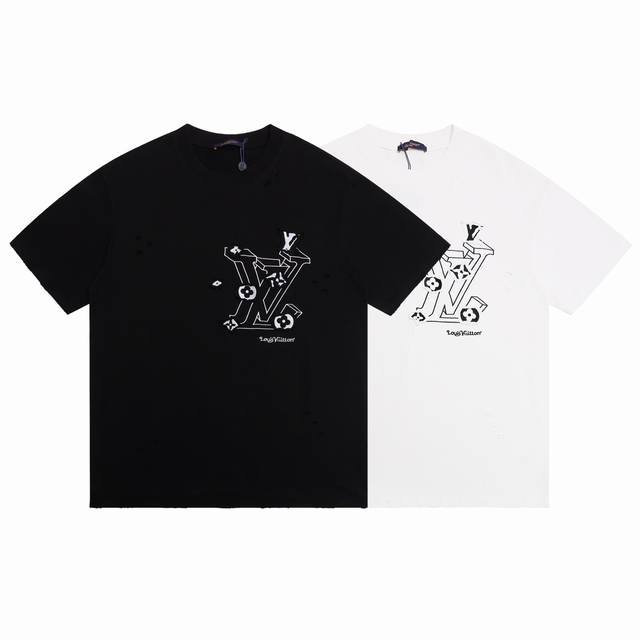 Louis Vuitton 2025Ss new patchwork embroidered couple casual short-sleeved T-shi