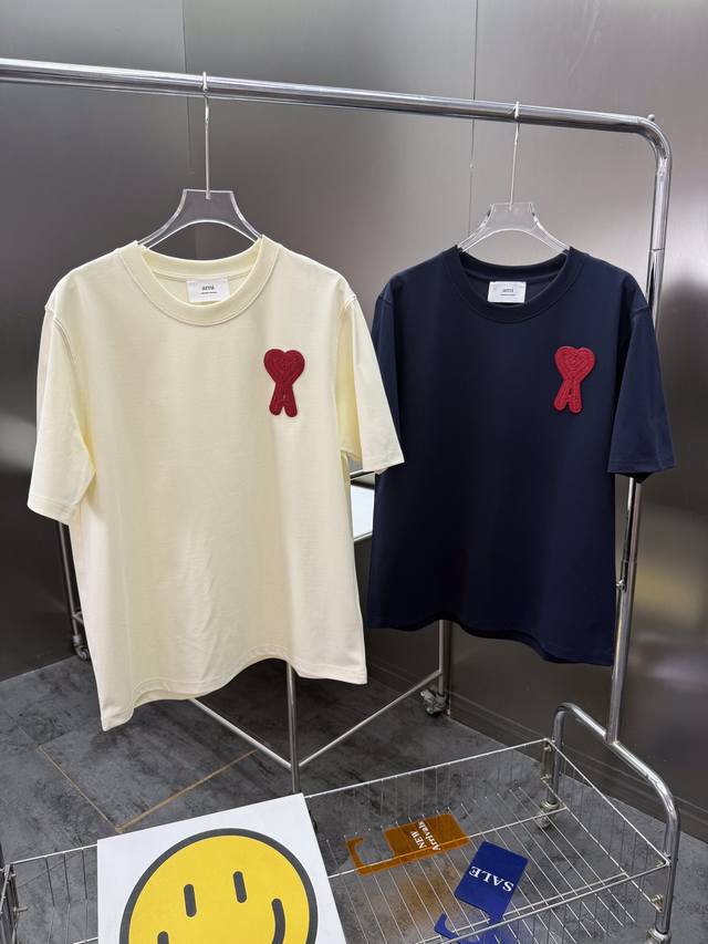 Ai* Am* counter model knitted embroidered heart short-sleeved T-shirt Classic an