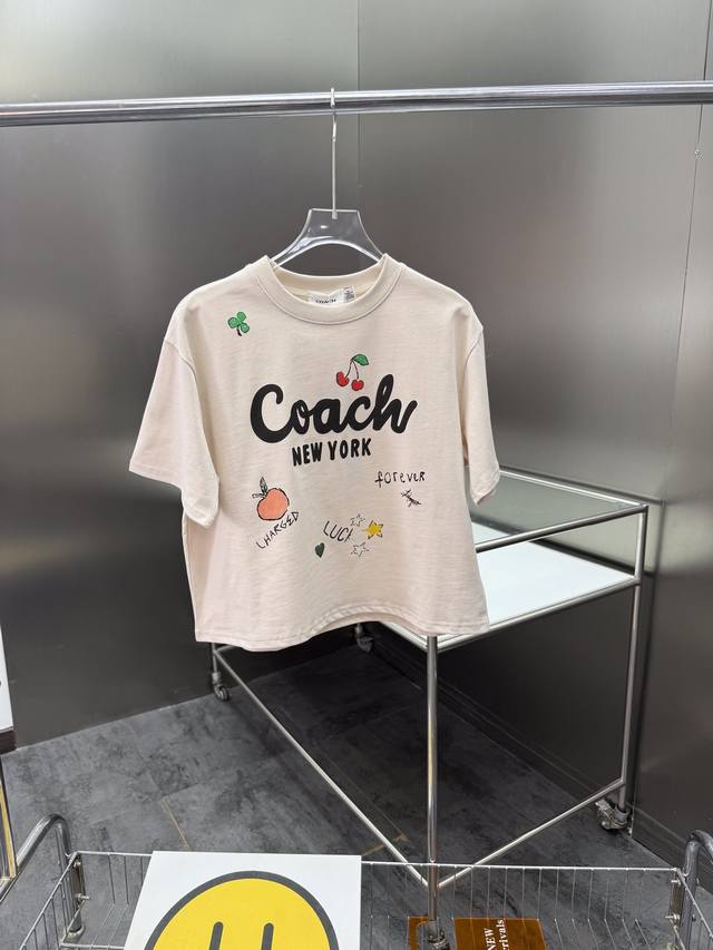 New Coach illustration style women's short-sleeved T-shirt, super beautiful, ful