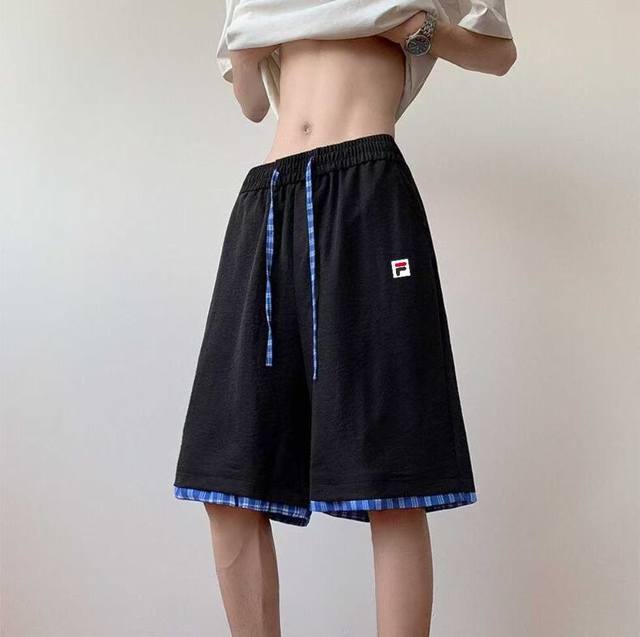 New arrival Fila summer patchwork color matching ice silk drape sports casual sh