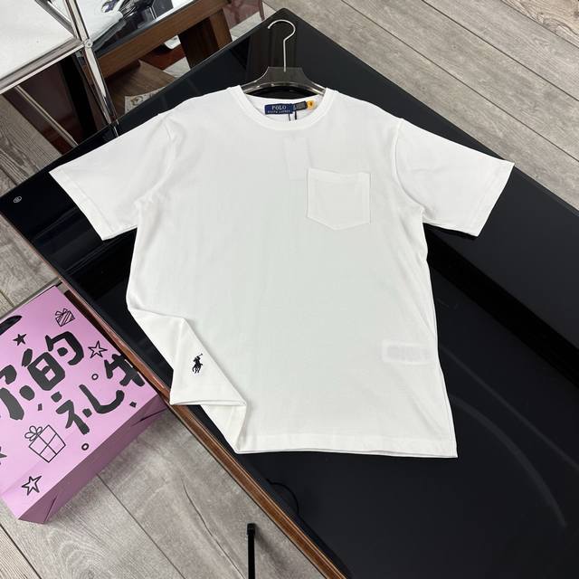 Ralph Lauren 25Ss new style pocket with hem pony embroidery round neck short sle