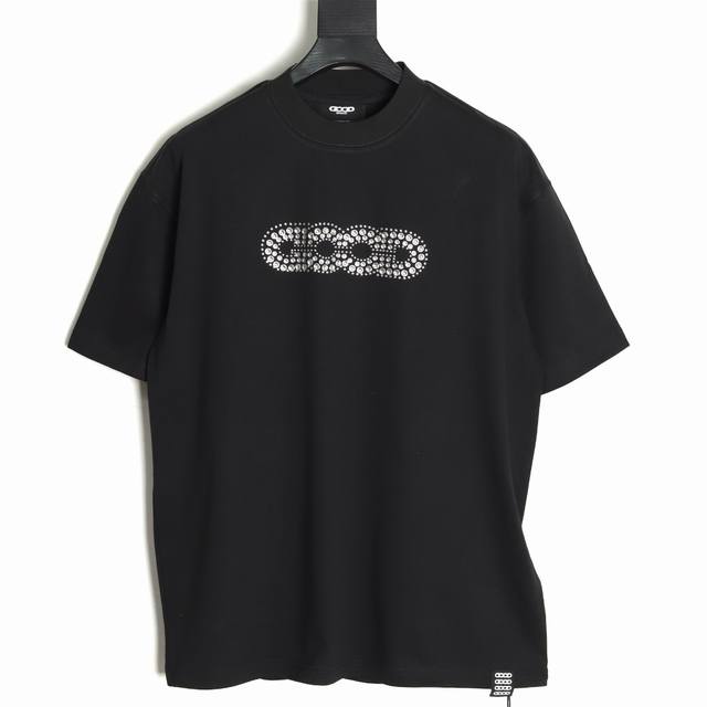 Goodbrand letter rivet hot diamond round neck short sleeve T-shirt Unisex 350g f