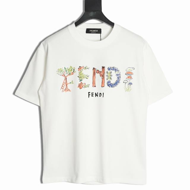 Fendi 25Ss floral short-sleeved T-shirt The fabric is made of customized 240G 26