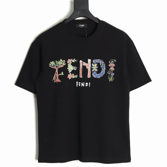 Fendi 25Ss floral short-sleeved T-shirt The fabric is made of customized 240G 26