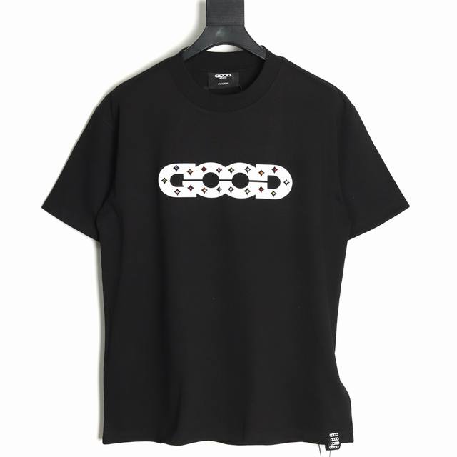 Goodbrand hollow pattern four-pointed star round neck pullover short-sleeved T-s