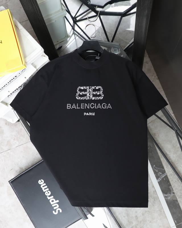 for top version Balenciga #25Ss top hot diamond craft short sleeve # Balenciga B