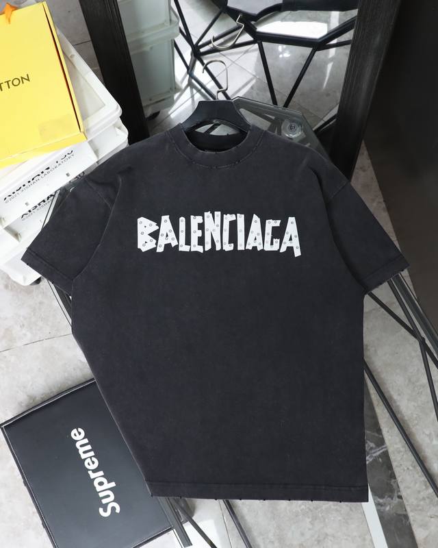 for Top version Balenciaga screw print Balenciaga 25 new year's first short-slee