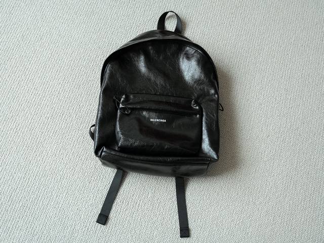 Top-quality backpack Balenciaga 25Ss new letter logo waxed leather school bag ba