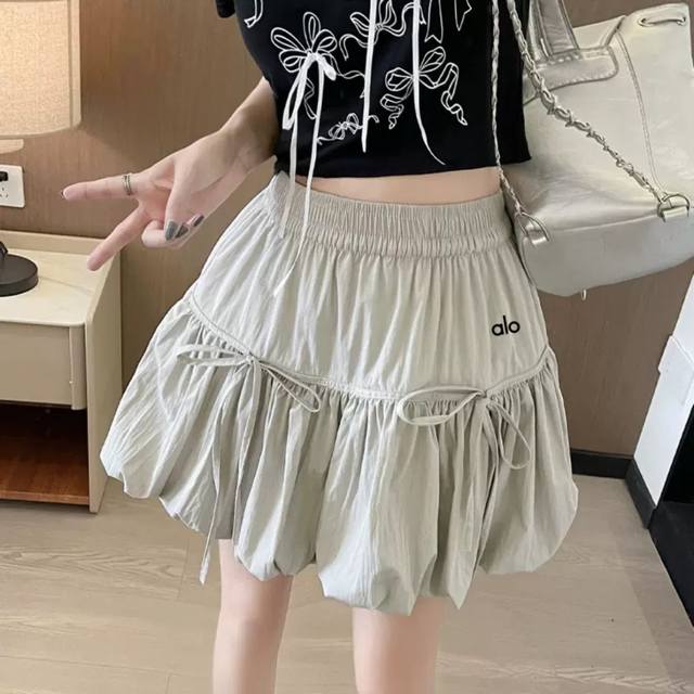 Alo French ballet style bow pleated tutu skirt summer women's A-line flower bud