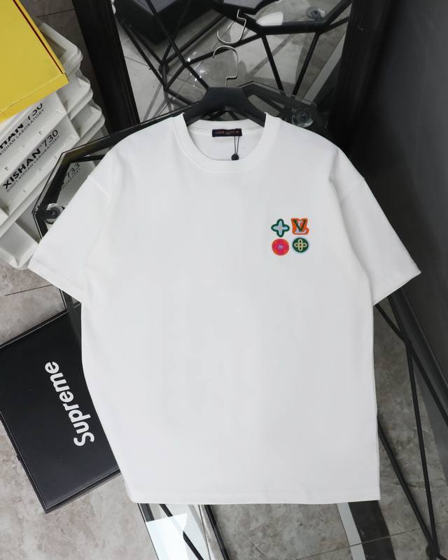 Louis Vuitton Lv 2025 New Dopamine Logo Embroidered Short Sleeve Round Neck T-sh