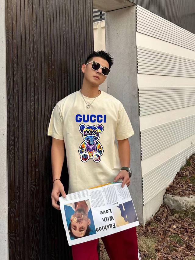Gucci limited edition cartoon bear print round neck short sleeve Style number: 8