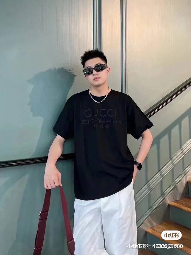 Gucci Gucci letter slogan Logo embroidered solid color round neck short-sleeved