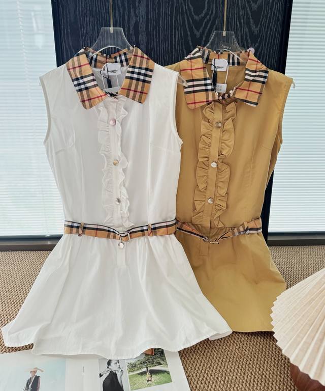 Price P: Product name: Bbr*Classic splicing ruffled belt sleeveless dress Size: