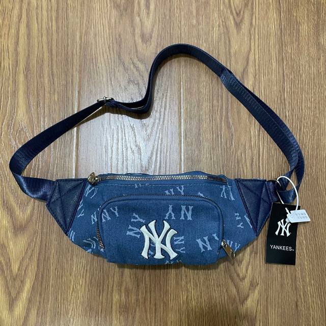 Mlb 24Fw Old Flower Series New York Yankees Denim Blue Full Print Ny Embroidery