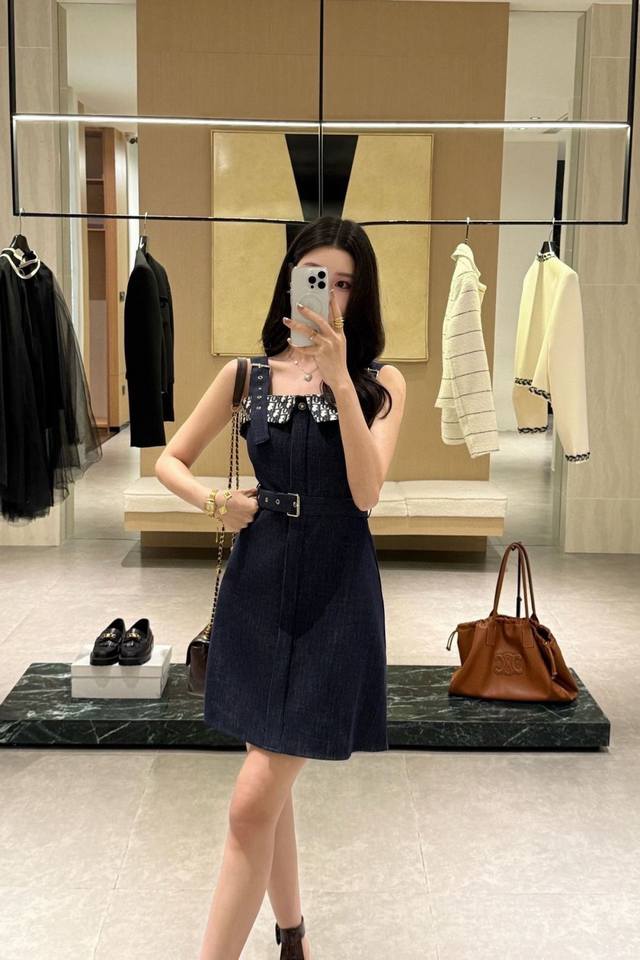 New arrival Diro Denim Strapless Tube Dress D letter jacquard denim stitching Lo