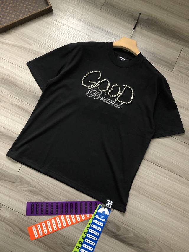 Goodbrand Many celebrities' same silver pearl logo men's and women's round neck