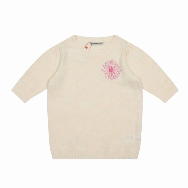 Mardi Mercredi 25Ss small daisy embroidered logo knitted short sleeves - origina