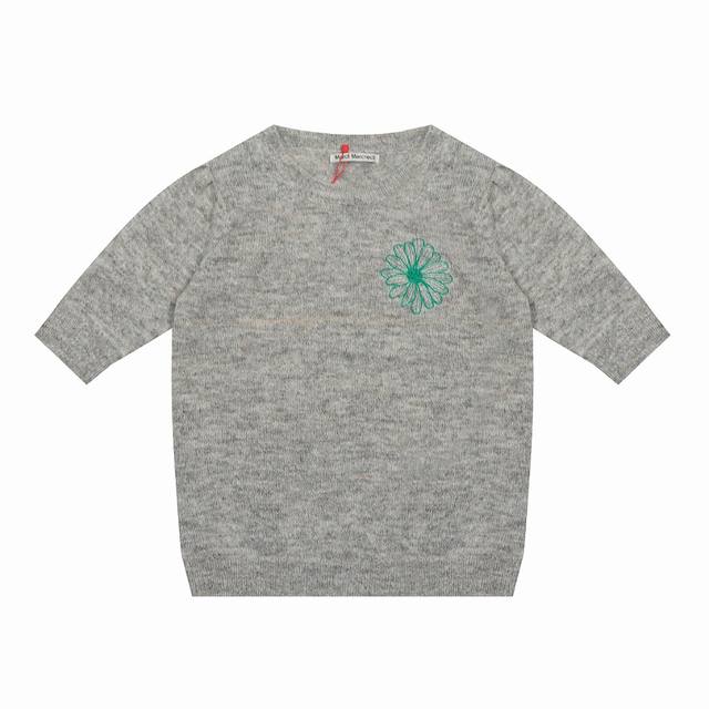 Mardi Mercredi 25Ss small daisy embroidered logo knitted short sleeves - origina